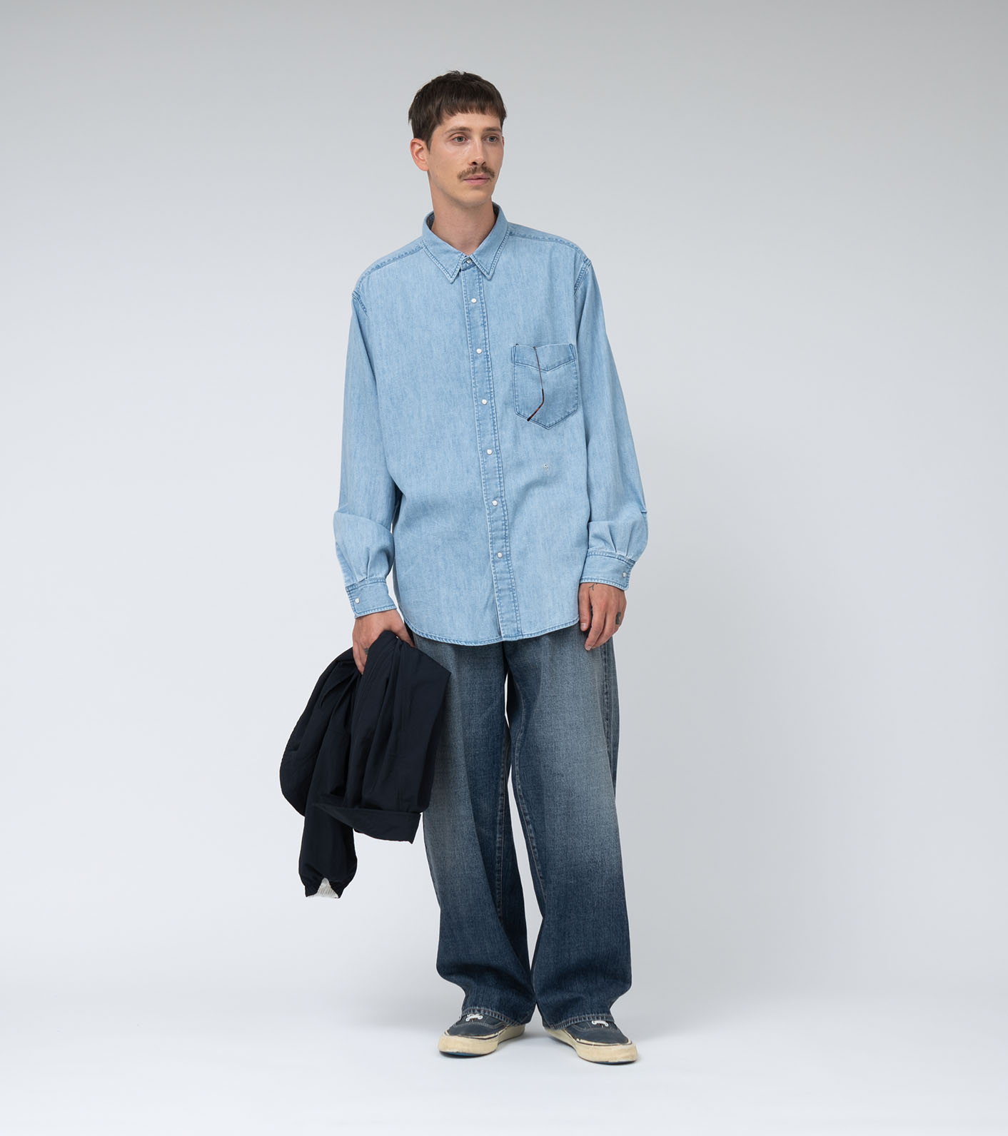 Regular Collar Light Denim Shirts