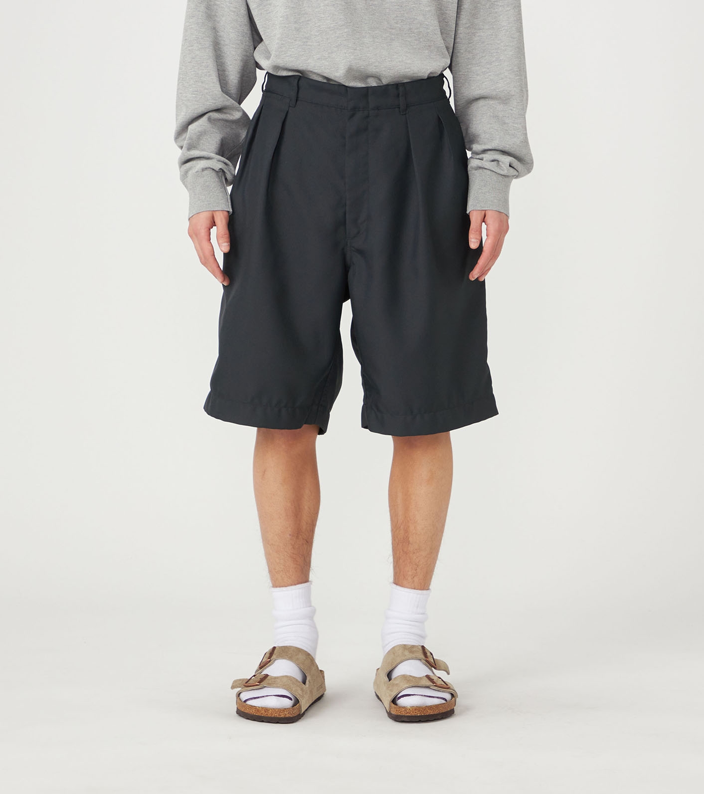 Polyester Twill Double Pleated Shorts