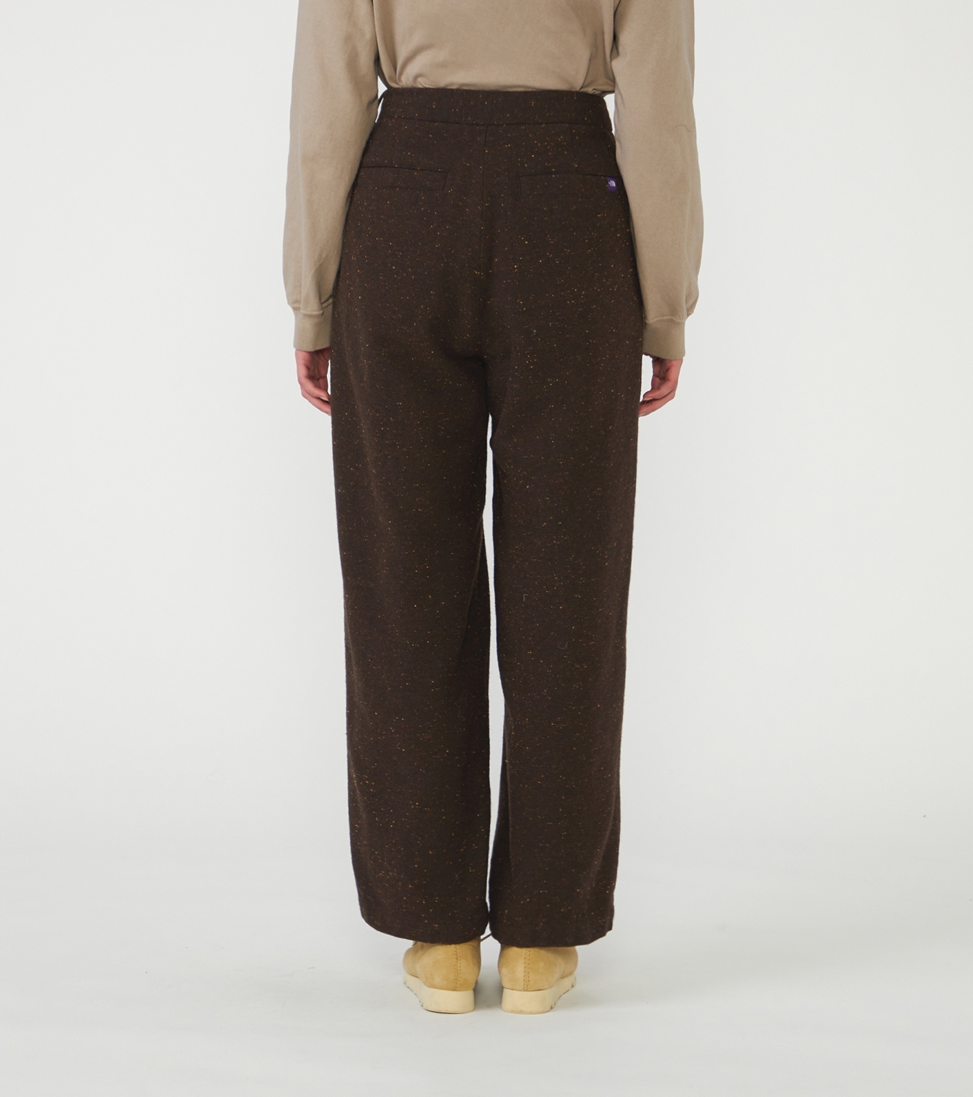 Cotton Wool Color Nep Field Tuck Pants