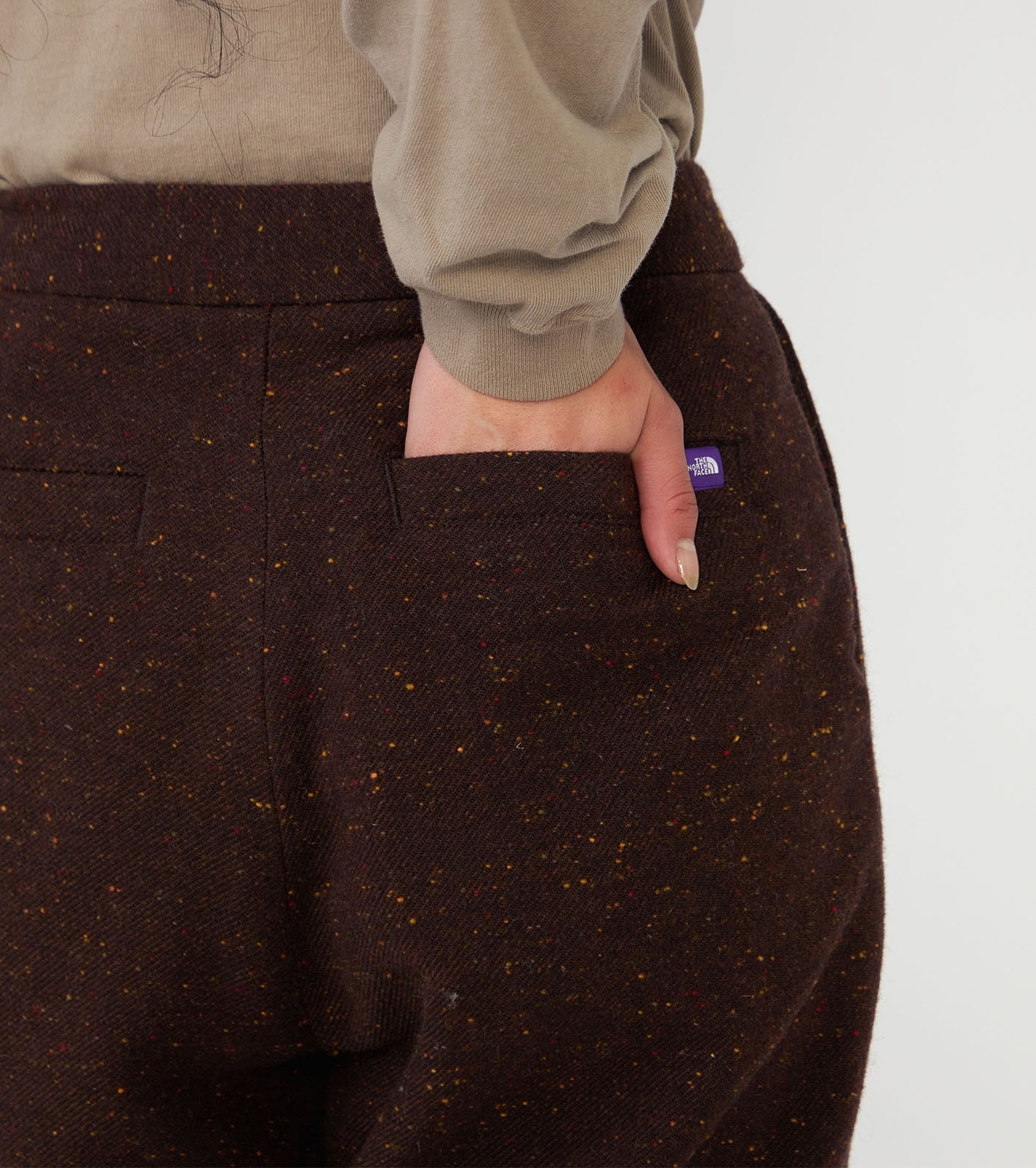 Cotton Wool Color Nep Field Tuck Pants