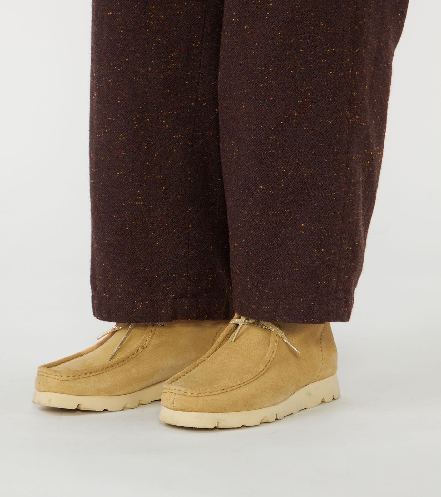 Cotton Wool Color Nep Field Tuck Pants