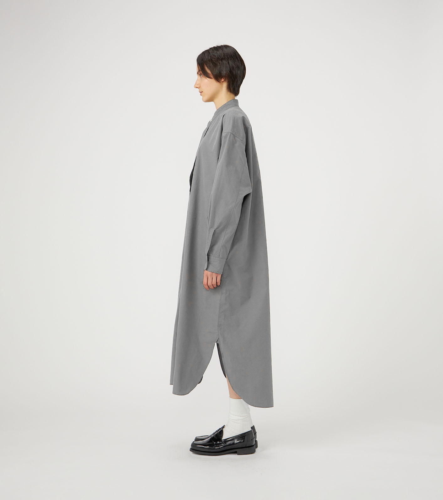 Band Collar Wind Shirt Dress