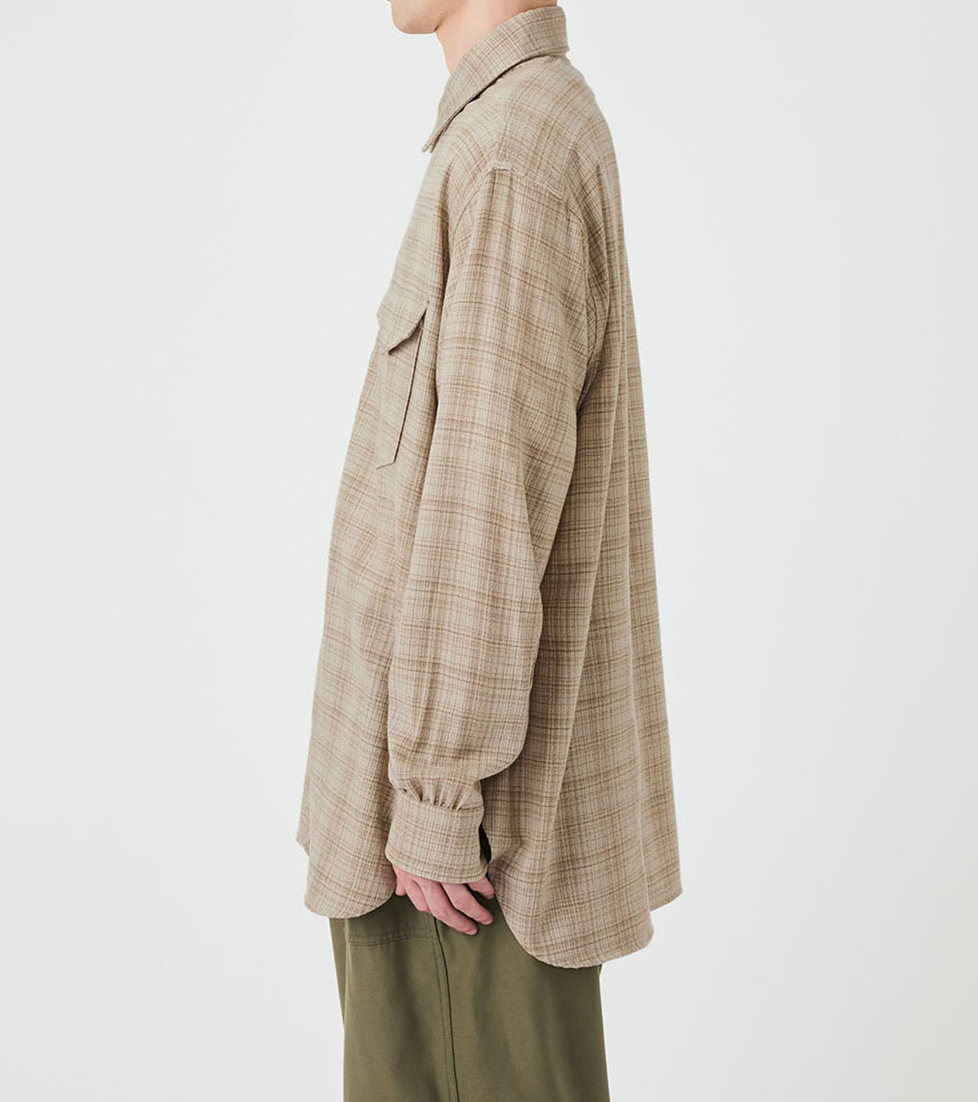 Regular Collar Wool Plaid Shirt