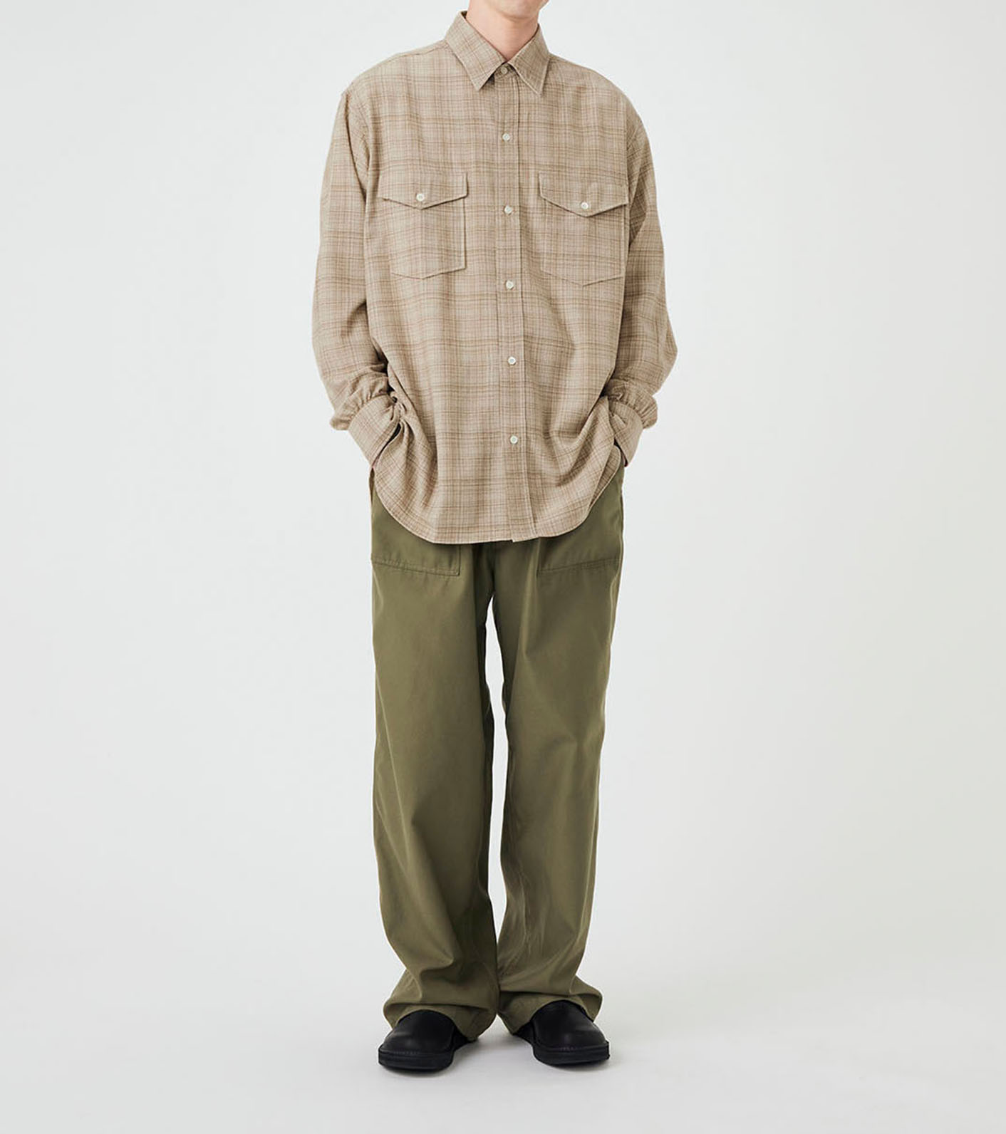 Regular Collar Wool Plaid Shirt